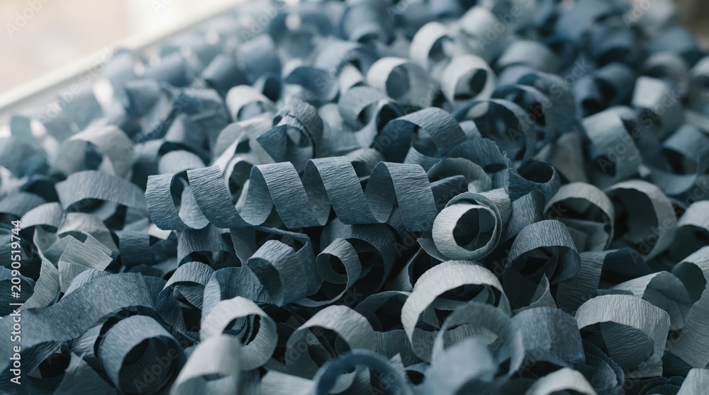 Obraz premium Blue Crepe Paper Spirals Texture Background for Festive Crafts and Party Decorations Concept High Quality Close Up Abstract Backdrop