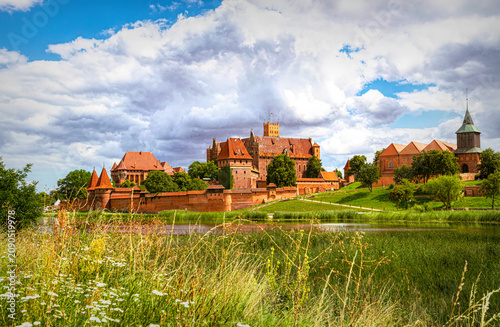 Malbork Castle and the Nogat river in autumn	