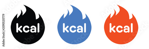 Foto Kilocalories, Fat Burn Icon Set Representing Kcal Signs, Burning Calories, Energy Consumption, Fitness Tracking, Weight Loss, Metabolism Monitoring, and Professional Vector Design Concepts