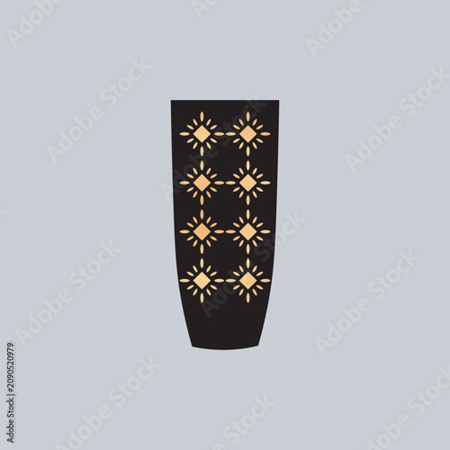 Elegant Floral Geometric Pattern Vase Silhouette Vector Illustration