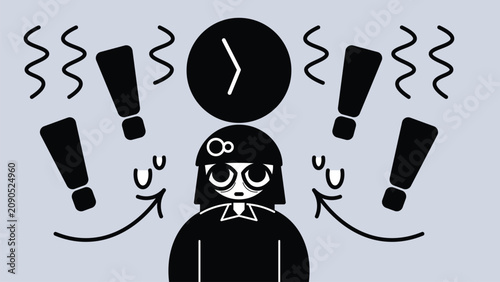 Modern Urgent Clock and Calendar Icon Illustration, Creative Overtime Work Stress Graphic Layout