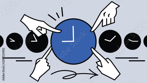 Modern Urgent Clock and Calendar Icon Illustration, Creative Overtime Work Stress Graphic Layout