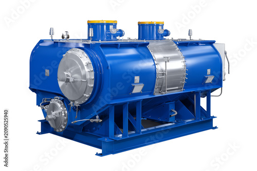Industrial ribbon blender with a horizontal U-shaped trough and dual helical agitators for mixing powders isolated on transparent background, Clipart png