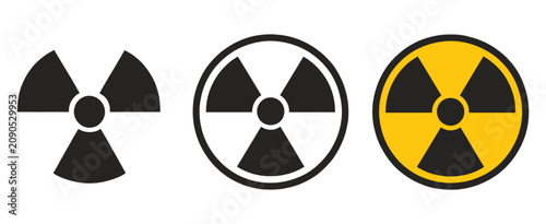 Bilde på lerret Radioactive, Material Warning Icon Set Representing Radiation Danger Symbols, Caution Signs, Hazard Alerts, Nuclear Safety Labels, Toxic Area Warnings, and Professional Vector Design Concepts