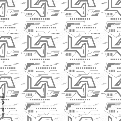 Futuristic Tech Circuit Board Seamless Pattern Background