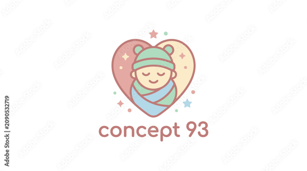 Fototapeta premium Cute baby logo design with heart shape.