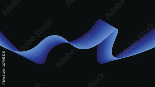 Obraz na plátně Abstract luminous blue ribbon wave vector illustration with smooth flowing curve