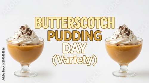 Two glasses of butterscotch pudding with whipped cream