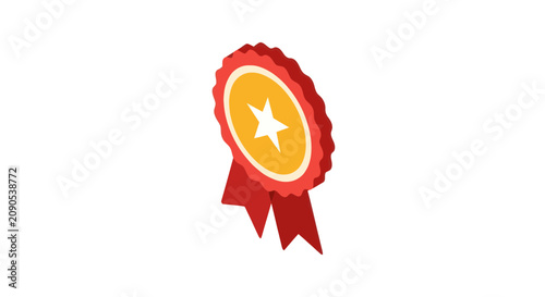 Konstfotografi Isometric red award ribbon with gold star