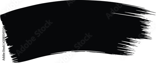 Black Paint Brush Stroke Isolated on White Background Minimalist Artistic Design