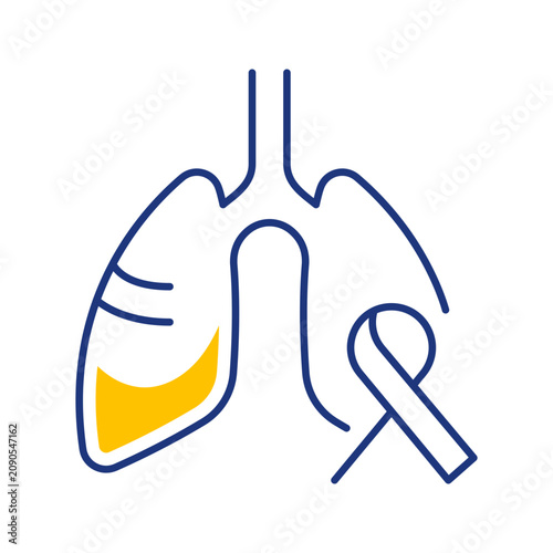 Lung cancer icon. Healthcare and oncology line symbol. Color.