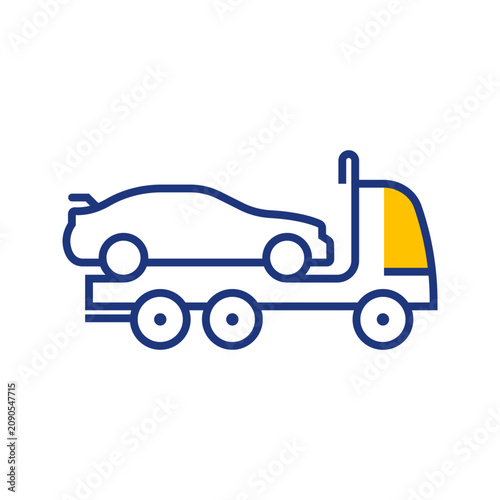 Tableau sur toile Tow truck icon. Transport and towing line symbol. Color.