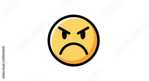 Slika na platnu Angry yellow face emoticon with frowning expression
