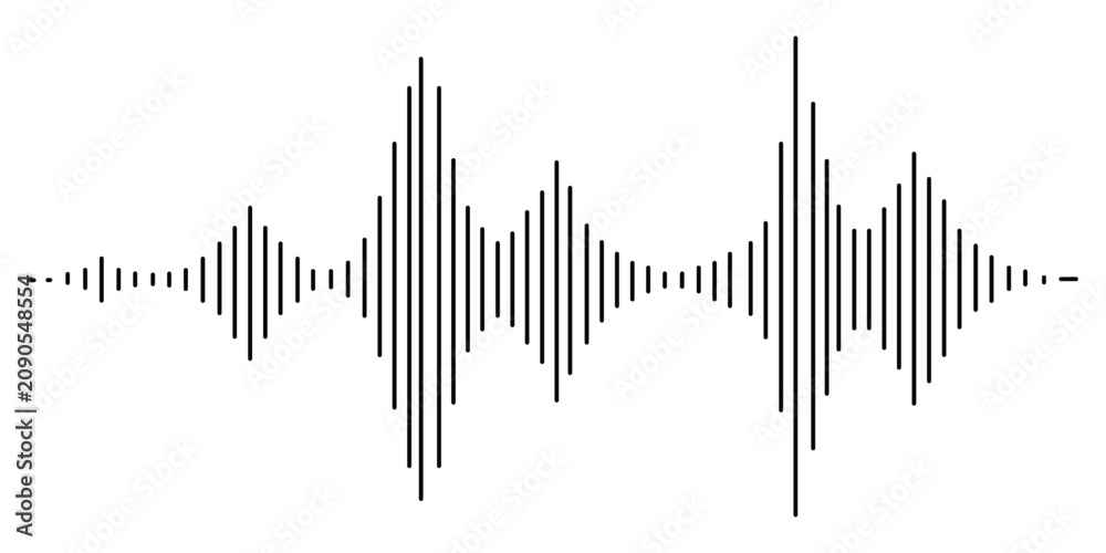 Obraz premium Sound Wave Silhouette On White Background Linear Graphic Representation