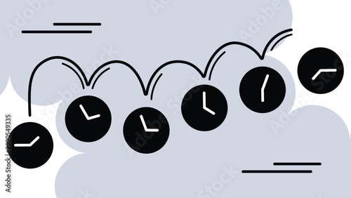 Business Time Management Reminder Template, Stressed Employee and Rush Hour Work Flat Graphic Illustration Set for Landing Page