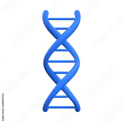 3D DNA Helix Strand Structure on White Background for Science, Medical Research, Biotechnology, Genetics and Molecular Biology Illustration Concept