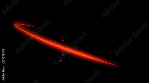 Anime Style Slash Effect Animation Set Red Neon Fire Sword Strike Black Background