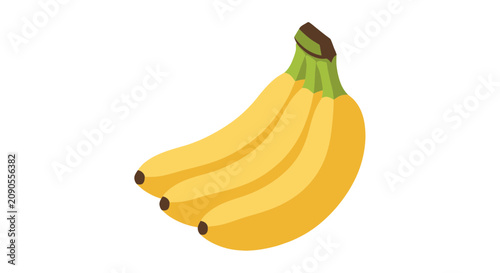 Fotografie Three fresh yellow bananas in a bunch