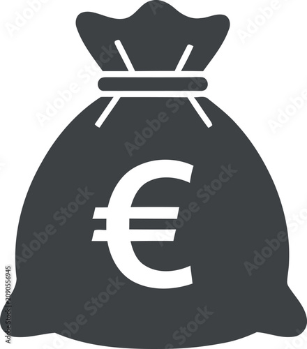 Flat Vector Icon of a Money Bag with Euro Symbol for Financial Business Design