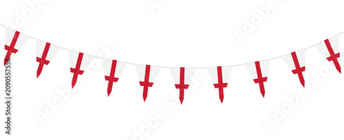 Bild auf Leinwand England national flag bunting, red and white cross pennant garland for St
