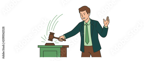 фотографія Auctioneer striking gavel at table