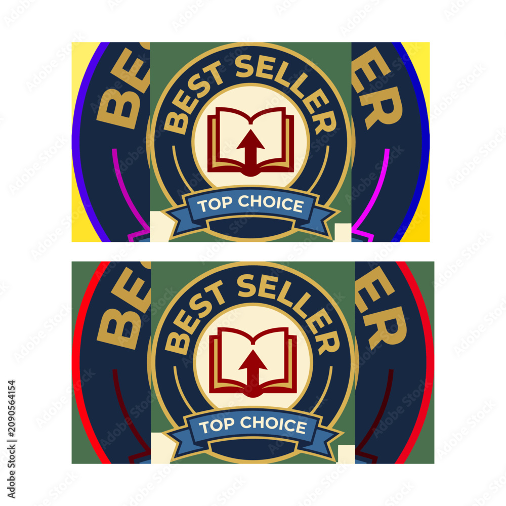 Fototapeta premium .Best Seller Top Choice Badge Vector Logo Collection with Open Book Emblem. 