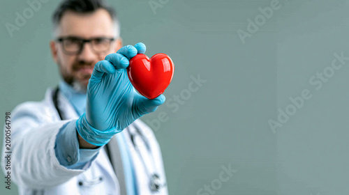 Doctor Holding Heart Symbol...