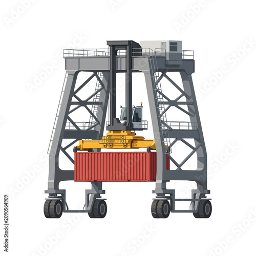 фотографія Container Port Straddle Robot Lifting Cargo