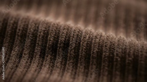Detail dekat tekstur kain corduroy garis warna cokelat