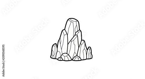 Foto Jagged rock formation with steep peaks and stony texture