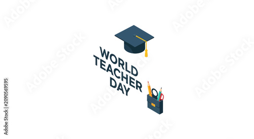 World teacher day isometric education concept