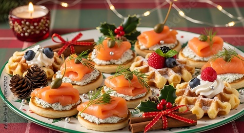 Festive Holiday Cookies and Sweets Presentation with Holiday Decorations.