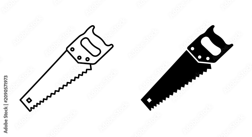 Fototapeta premium Hand saws black and white silhouettes on a white background