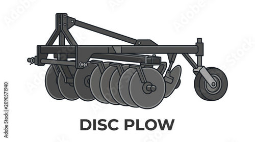 Robust agricultural disc plow for efficient soil preparation, essential farm machinery designed for deep tillage and cultivation across fields to enhance crop growth and productivity