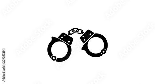 Fotografía Handcuffs Silhouette On White Background A Security Restriction Symbol