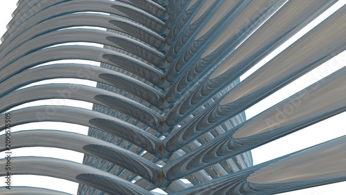 Abstract Biomechanical Ribcage Structure 3D Render