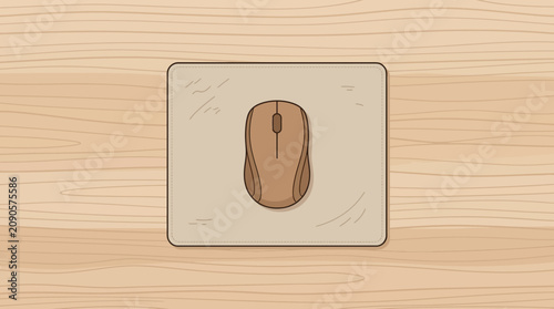 Quadro su tela Top view vector illustration of computer mouse on mousepad