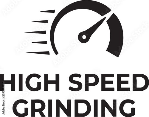 High speed grinding icon badge for kitchen blenders and food processors