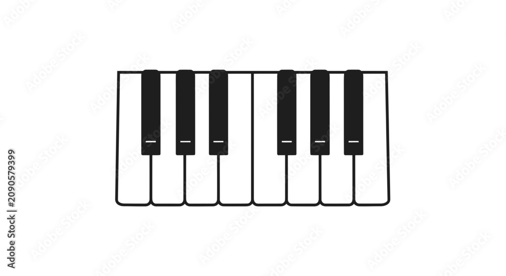 Fototapeta premium Piano keyboard keys in minimalist black and white style