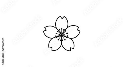 Symmetrical cherry blossom flower line art