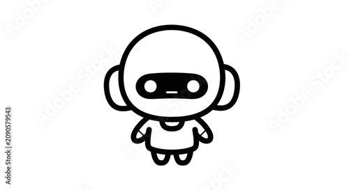 Cute minimal robot character outline icon