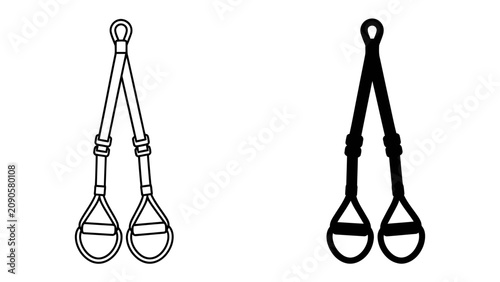 Konstfotografi Workout Suspension Trainers: Two identical suspension trainers, one in black and white outline and the other in solid black silhouette