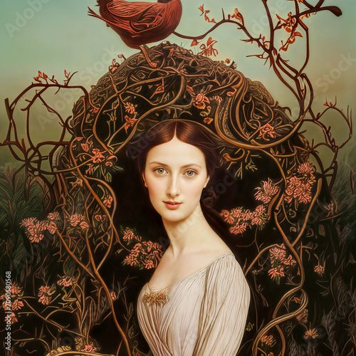 Renaissance style portrait of a woman.