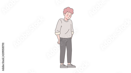 Photos Sad young man standing with disappointed expression vector illustration