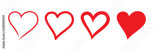 Red heart icon vector logo template. Set icon love symbol collection. Illustration Design. Vector EPS 10.