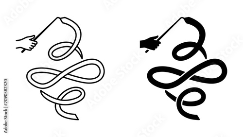 Obraz na płótnie Abstract Snake Form: Two stylized representations of a snake entwined in an infinity symbol, one in black outline and the other in solid black