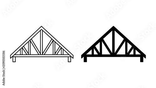 Tableau sur toile Roof Truss Iconography: Two distinct roof truss designs, one outlined and one so