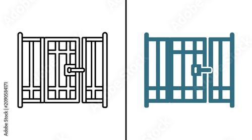 Two variations of a gate icon featuring a central door and side panels.