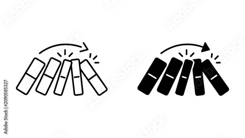 Fotografie Domino Effect: A visual representation of a chain reaction, with dominoes falling in sequence, illustrating cause and effect