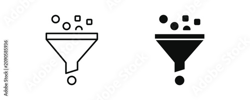 Принти на полотні Data filter funnel icon in outline and solid style, vector illustration